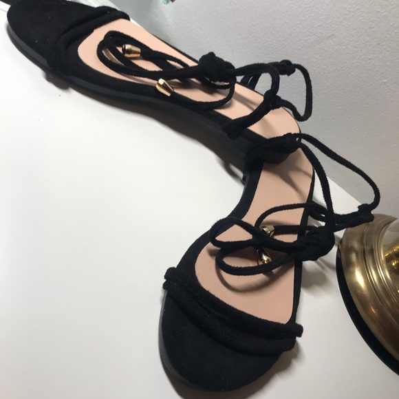 Black Lace-up Flats - Picture 3 of 4